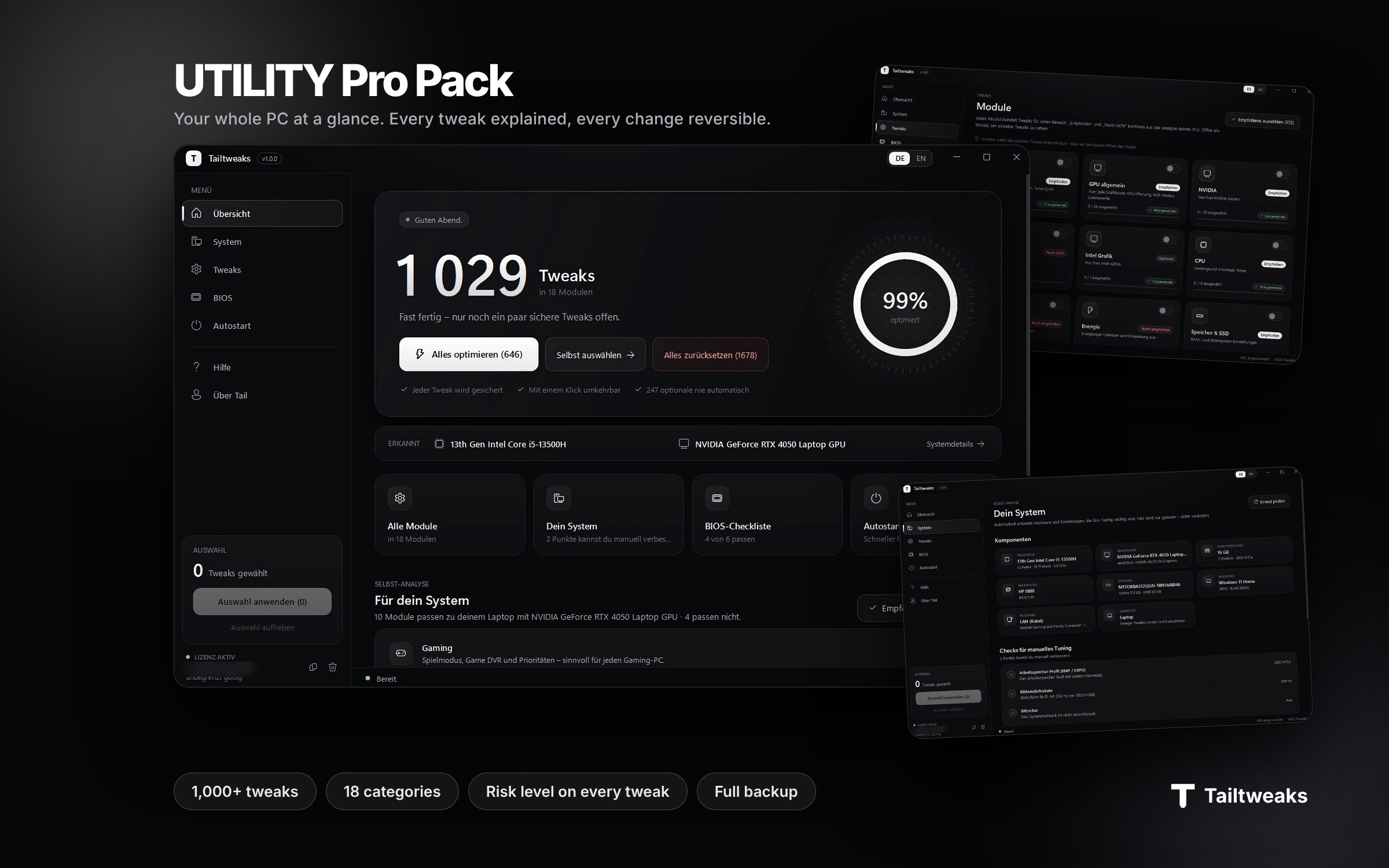 Tailtweaks Utility – Programmübersicht / program overview